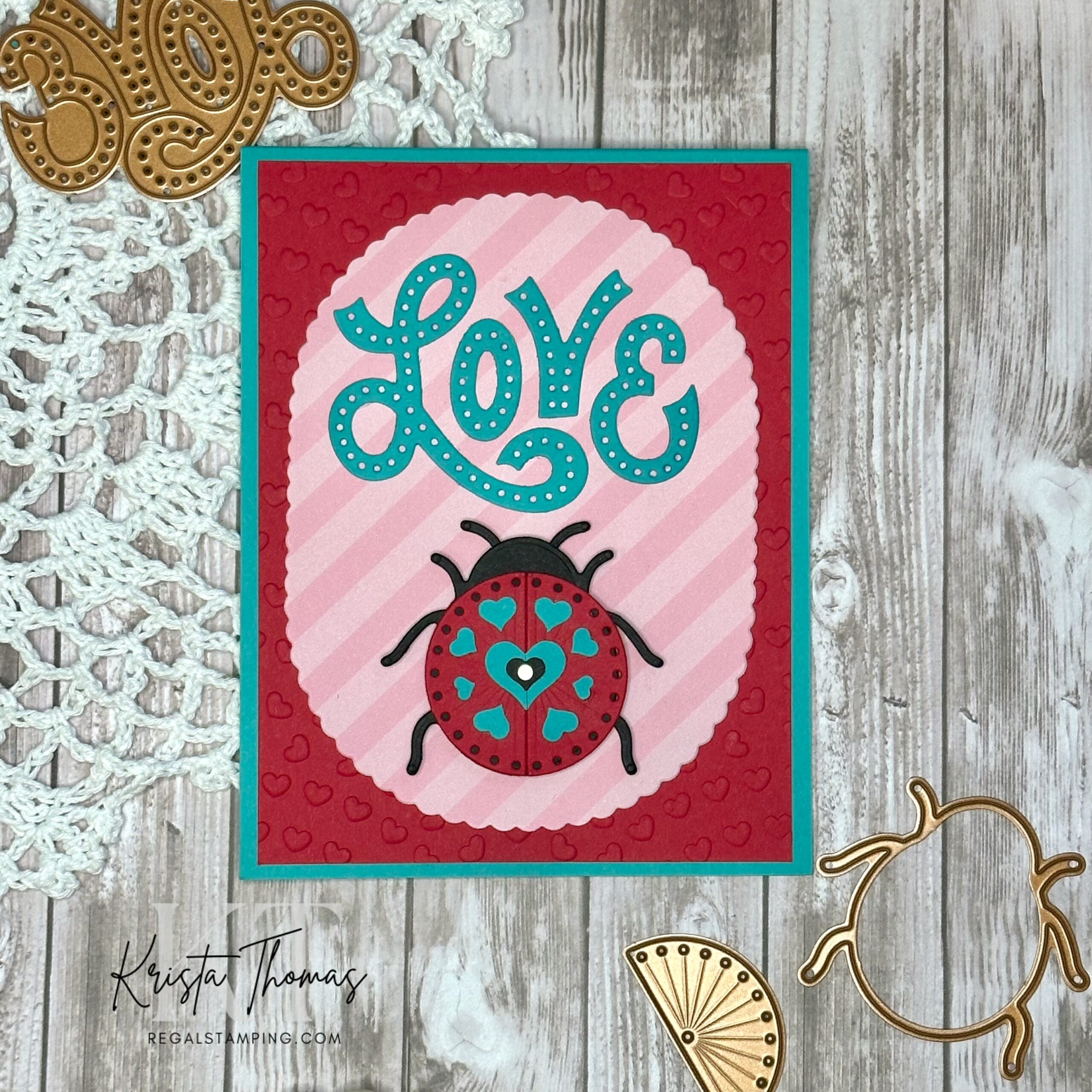 A Sweet Love Bug using stitching dies